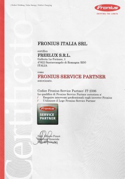 Certificato Service parthner Fronius